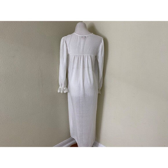 VTG LILY OF FRANCE Granny core Cottage core NIGHTGOWN SZ L Cream SATIN LACE - Picture 3 of 12